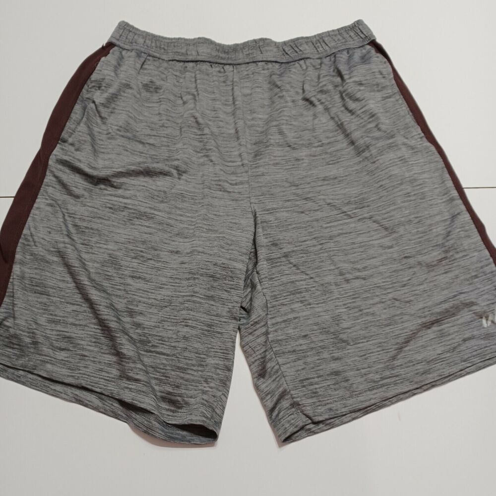 UniPro Mens Shorts‎ Grey Maroon Adjustable Drawstring Waist Side Pockets XL